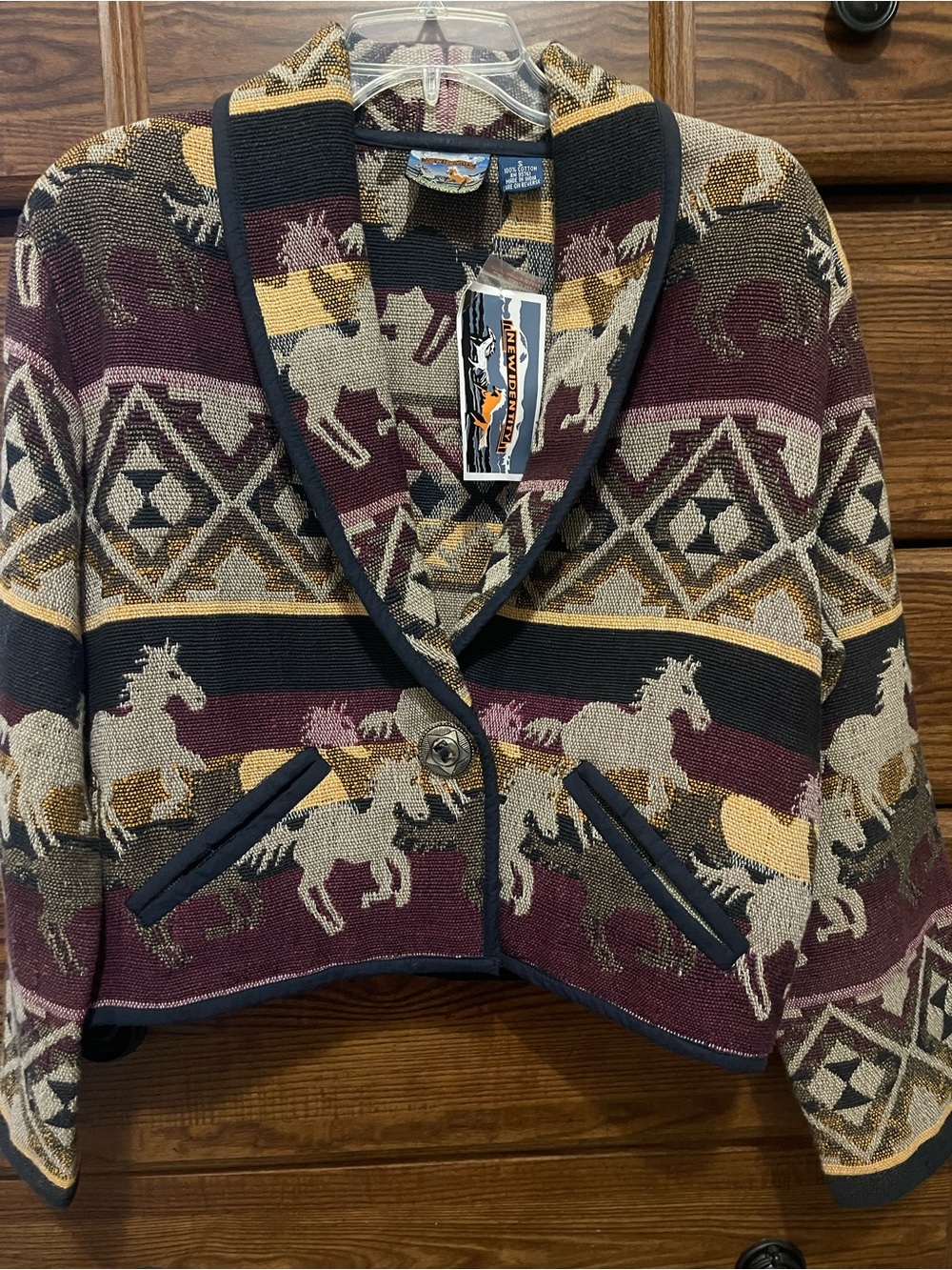 Vintage NWT New Identity Handwoven Horse Western Jacket Size Small